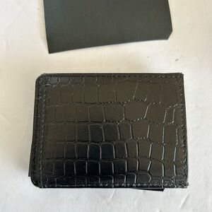 Black Crocodile-Embossed Bifold Wallet